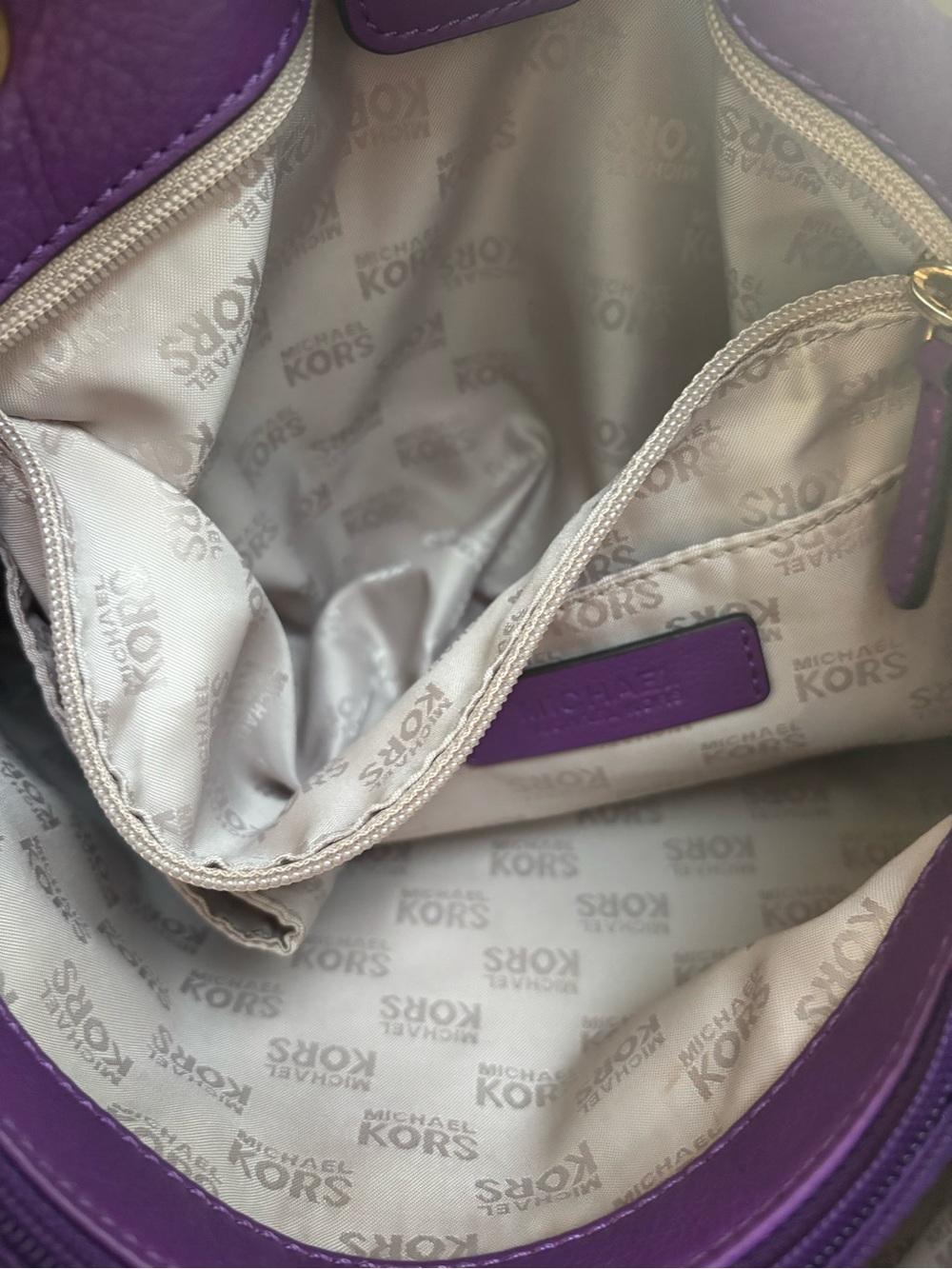 Michael Kors Purple Leather Shoulder Bag with Gold Accents - Picture 9 of 9